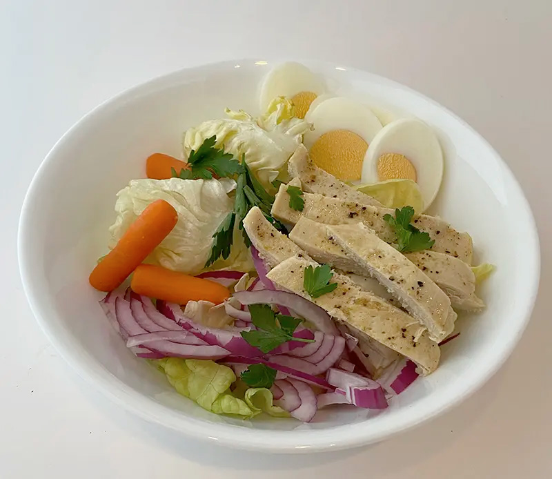 Chicken salad with dressing